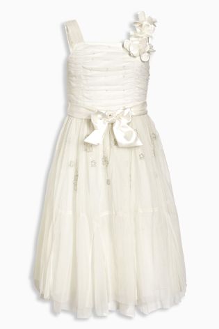 Ecru Embellished Occasion Dress (3-14yrs)